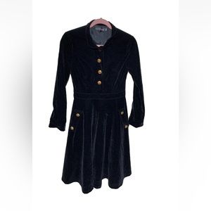 Feiinvan Velvet Feel Women’s Small Long Sleeve Black Button Up Dress